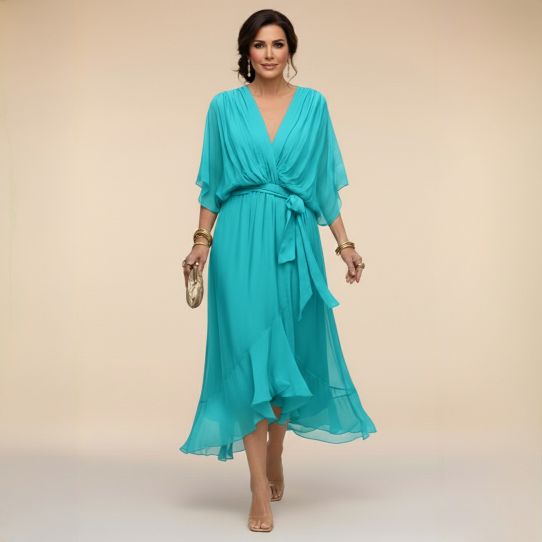 Μόνικα | Φόρεμα από chiffon με V ντεκολτέ
